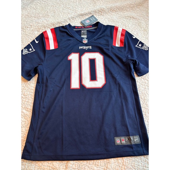 Nike New England Patriots Mac Jones 10 Youth XL Navy Blue NFL Game Jersey